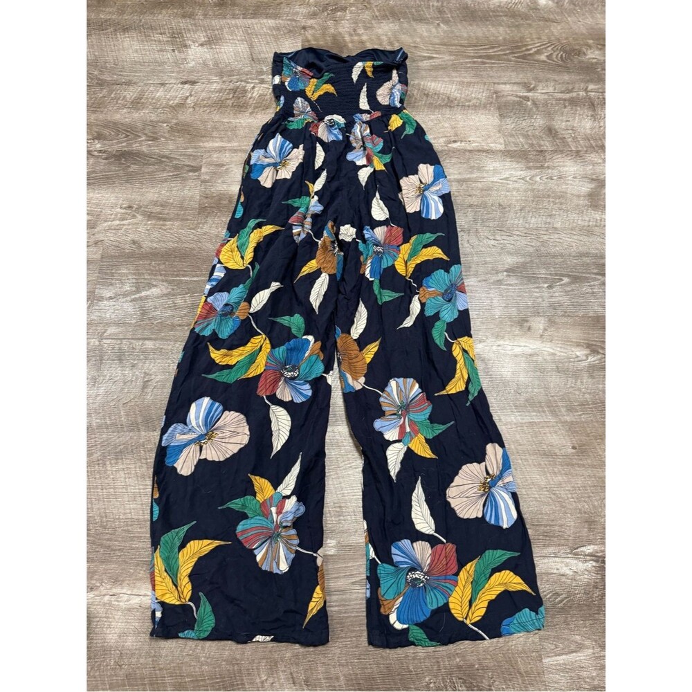 BOG Collective Floral Pattern Smocked Sleeveless Jumpsuit Size Small - Picture 7 of 7
